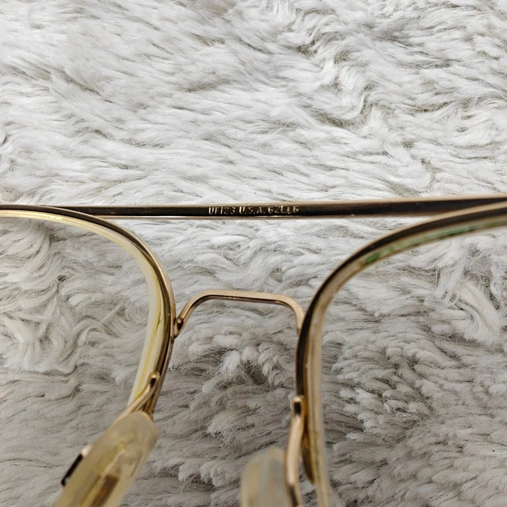VTG 80s Univis USA Eye Glasses Aviator Metal Bur/Autumn Big Edge 150 Frames Only